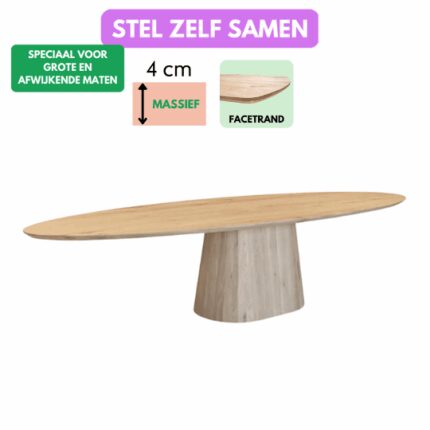 Eettafel Vera Ovaal 4cm Massief Facetrand