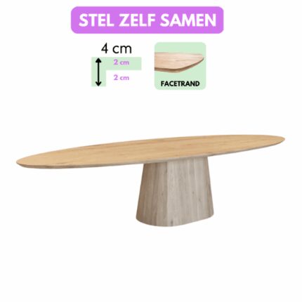 Eettafel Vera Ovaal 4cm Massief Facetrand